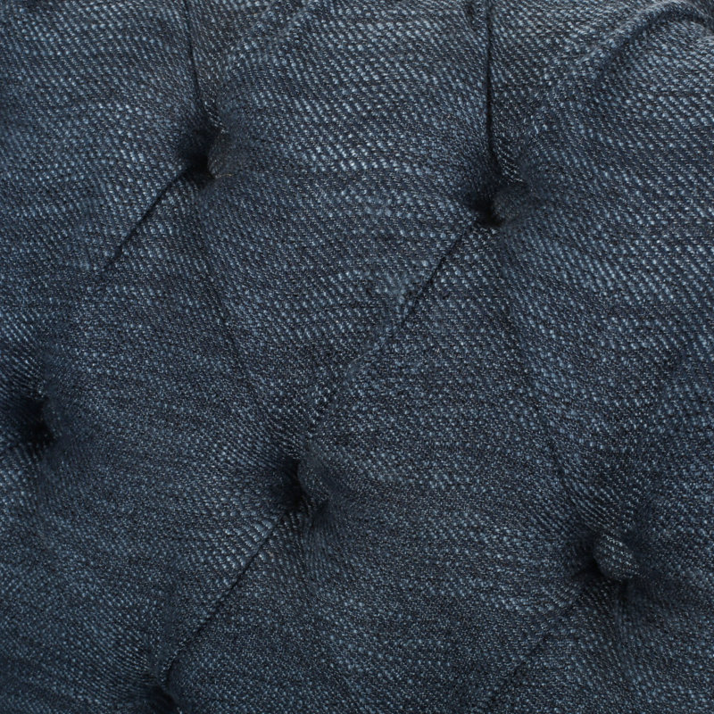 Marcel Rolled Arm Chesterfield Sofa, Navy Blue Fabric