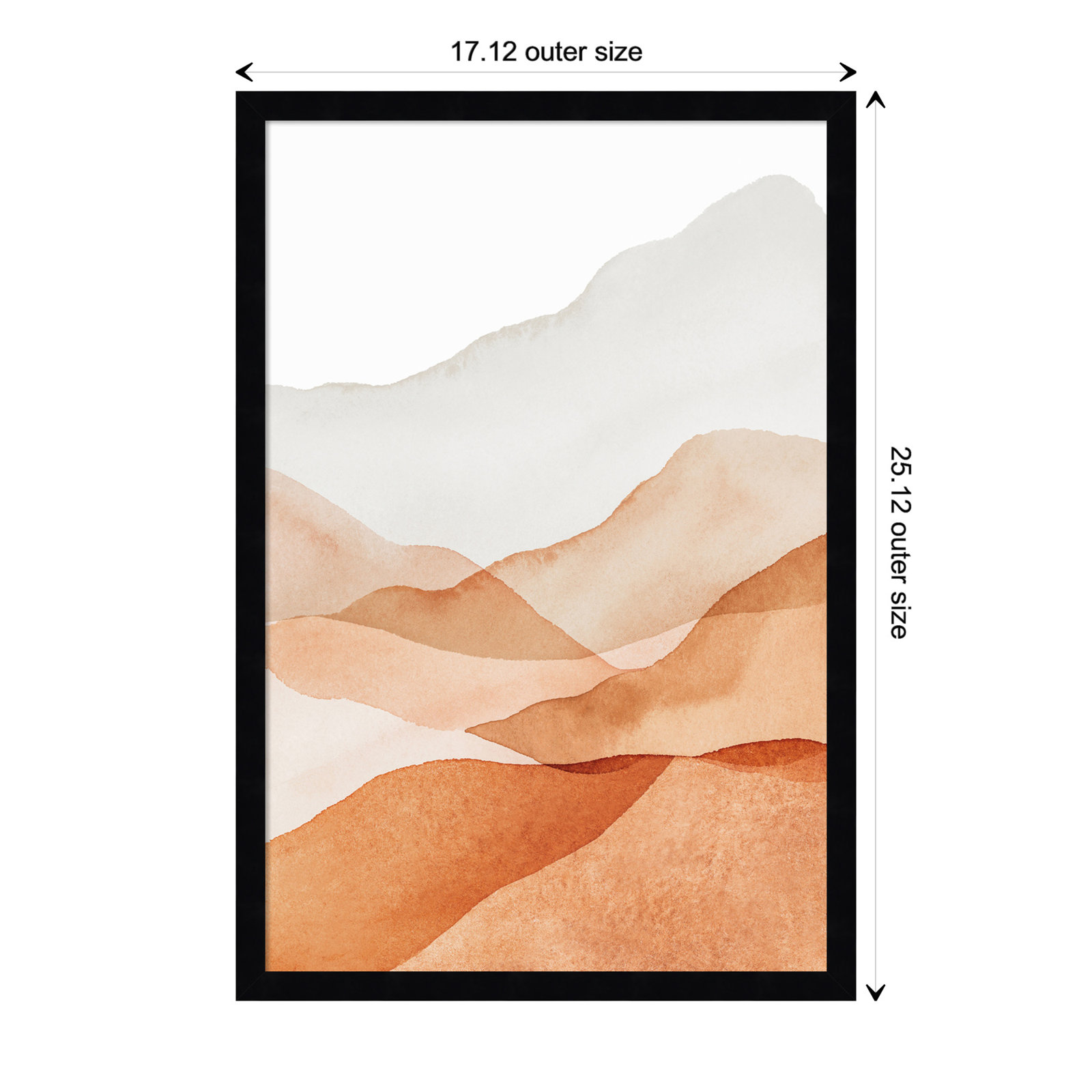 Doris "Mountain Range III" Print, Black, 25.25" H x 17.25" W x 0.88" D