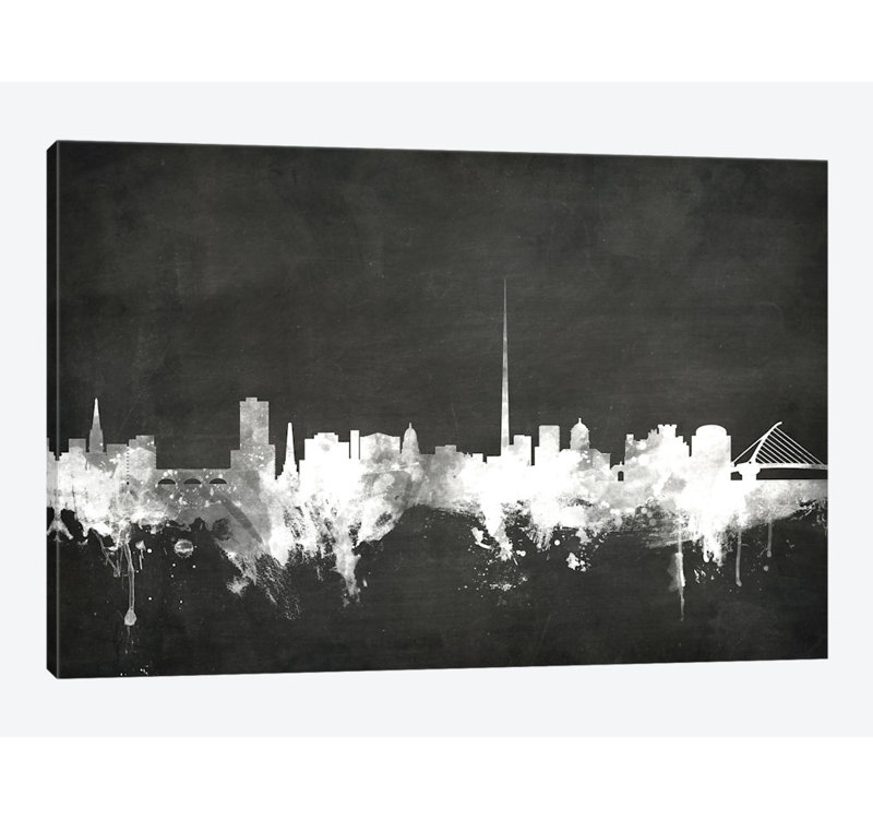 Blackboard Skyline Series: Dublin, République d'Irlande, impression sur toile tendue, H 8 po x l 12 po x P 0,75 po