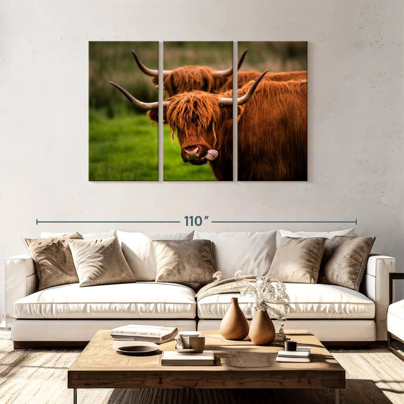 Brampt Fluffy Highland Cows, 48" H x 74" W