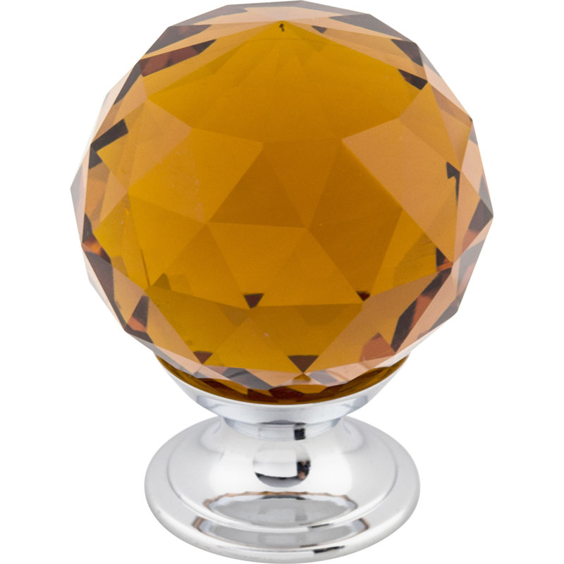 Clear Crystal 1 3/8" Diameter Round Knob, Wine, Polished Chrome