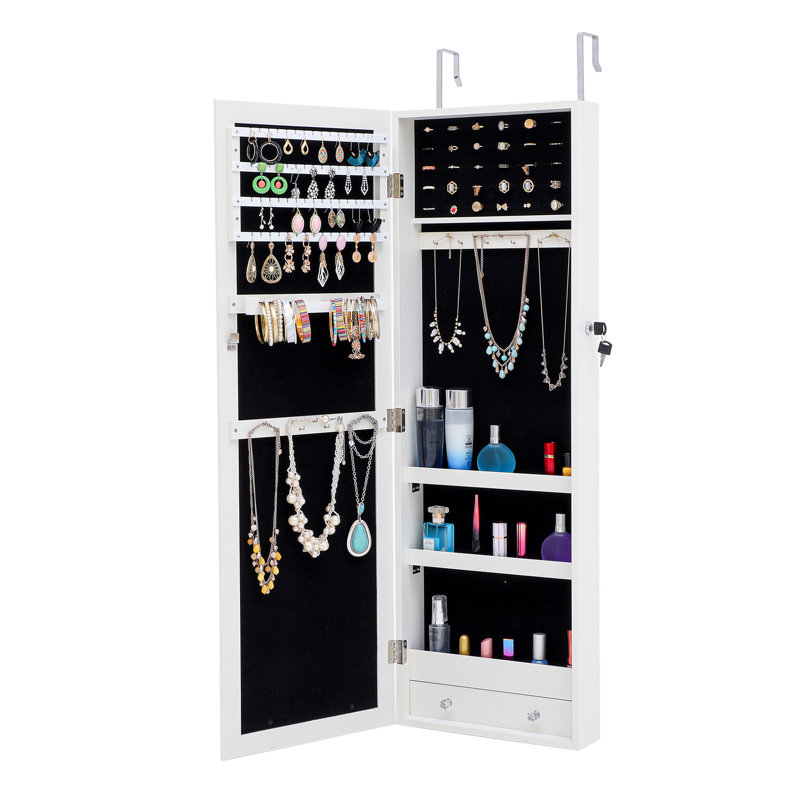 Armoire à bijoux murale avec miroir Castellon, Blanc