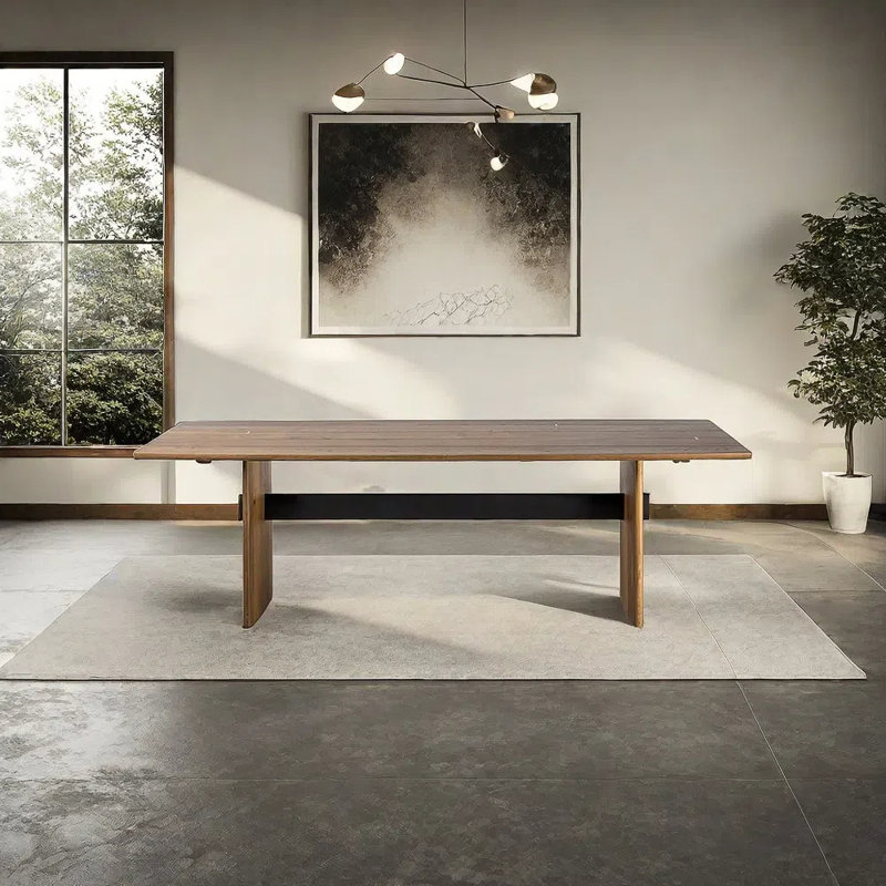 Table de salle à manger rectangulaire en bois massif de style ancien, H 29,52 po x L 59,05 po x l 31,49 po