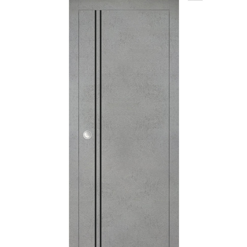 Portes françaises en bois massif massif, 28 po x 80 po, Gris mat