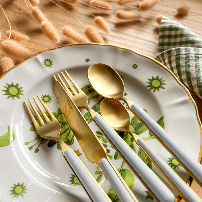 Fantasia Ice Gold Flatware Set - 32 Pieces - Cobalt, Cobalt