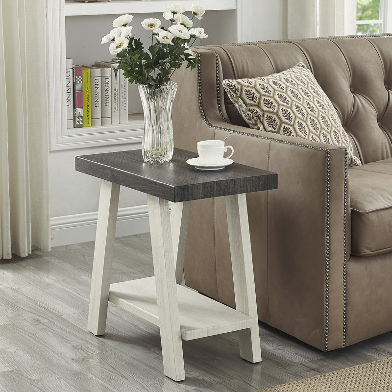 Table de bout Athens, Noir, Blanc, H 22 po x l 14 po x P 23,5 po