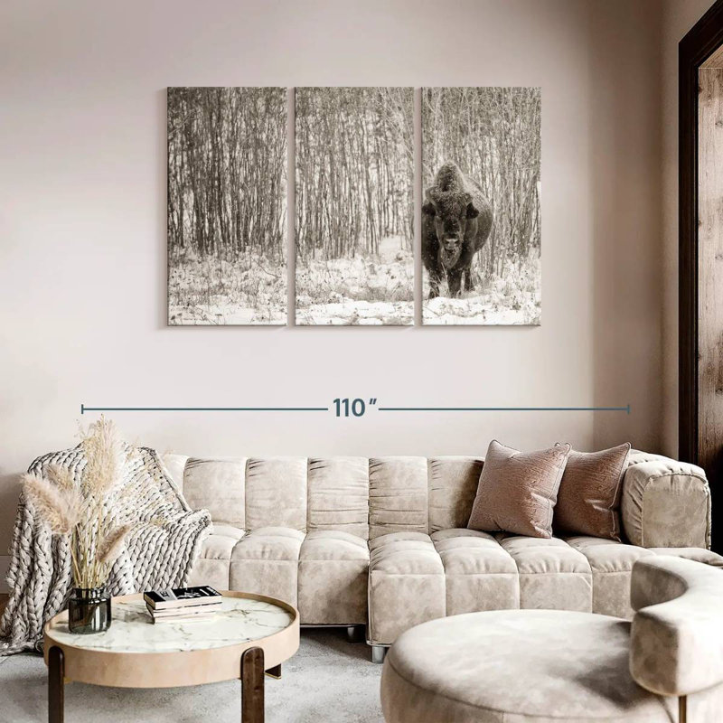 Brampt Bison In Winter Forest, 48" H x 74" W