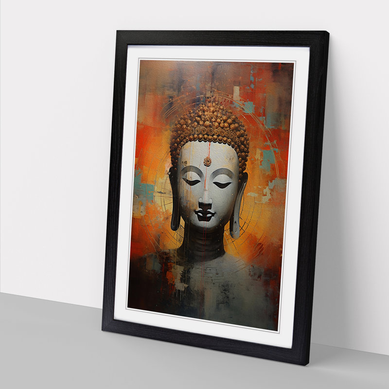 Buddha Contemporary Art - Framed Print, 34cm H x 25cm W x 2cm D, Black Framed