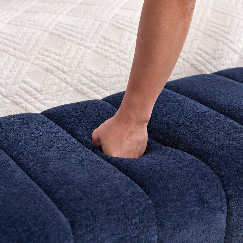 69.7"Wide Modern Upholstered Armless Bed Bench, Channel Tufted Couch Daybed Chaise, Chenille Ottoman Foot Stool For Living Room And Bedroom, Entryway