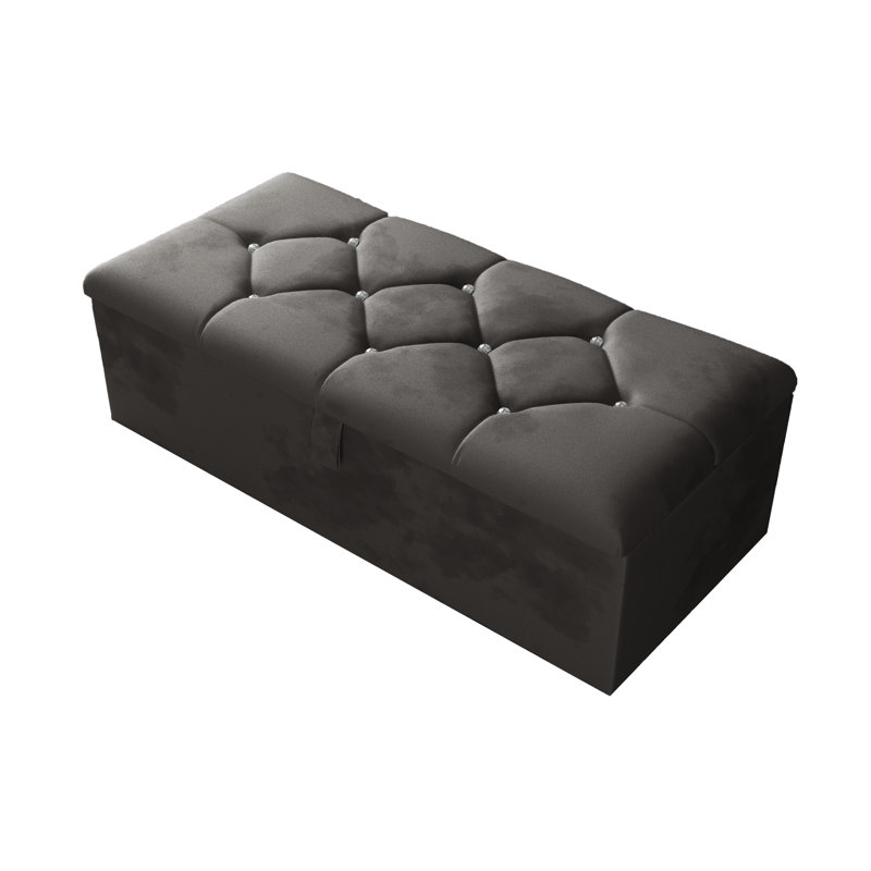 Alax 102cm Wide Rectangle Geometric Standard Ottoman with Storage, Grey