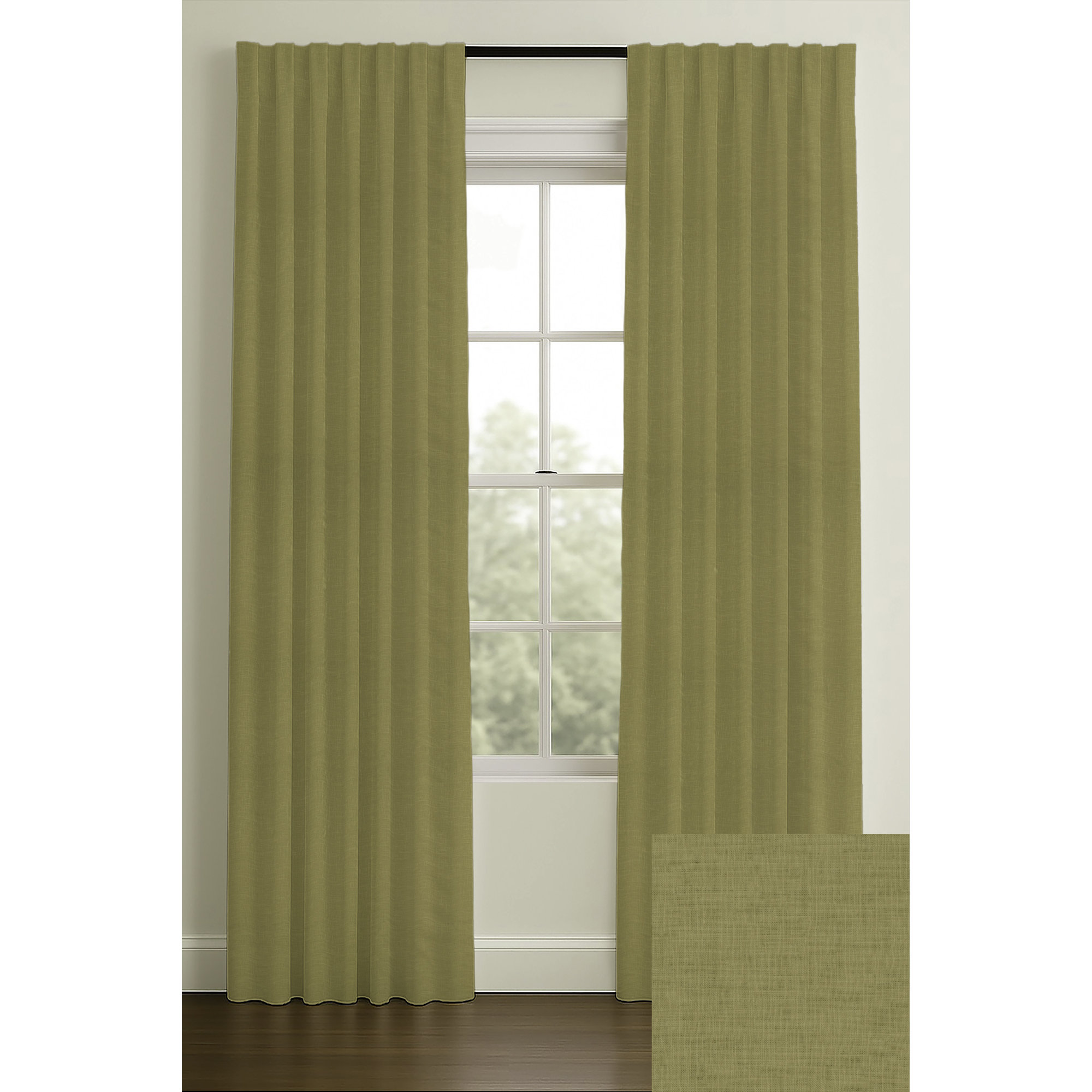 108" Rod Pocket/Back Tab Single Lining Murray Basil, 50" W x 108" L, Blackout, Rod Pocket