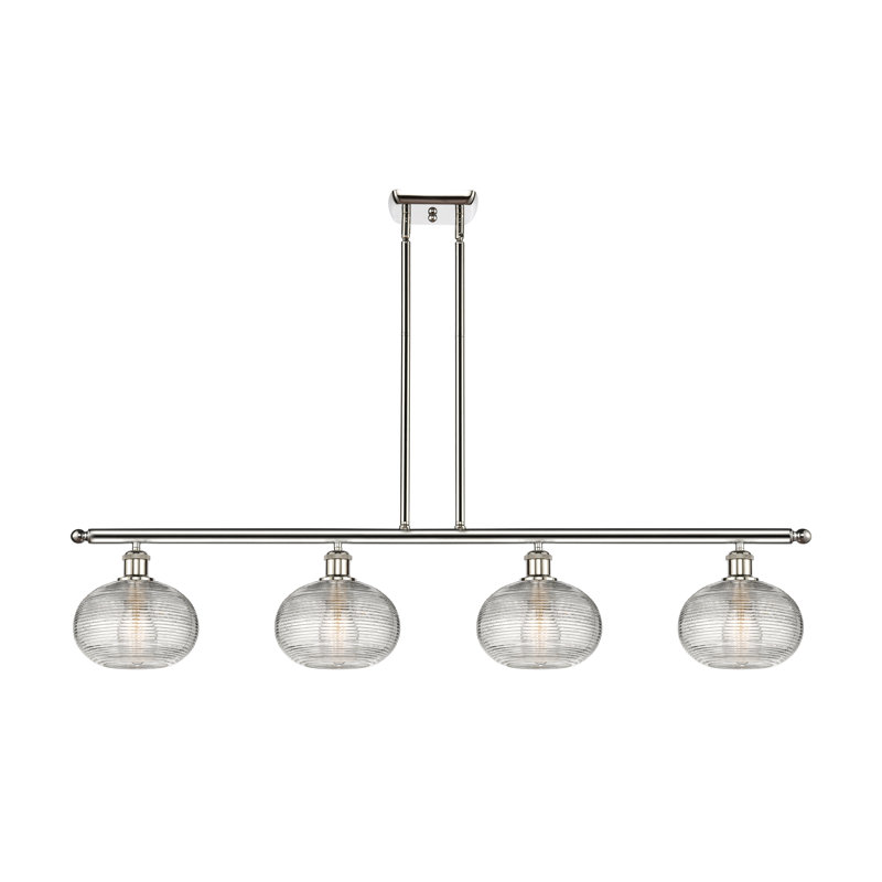 Luminaire suspendu pour îlot de cuisine 4 lumières Larrick, Nickel poli