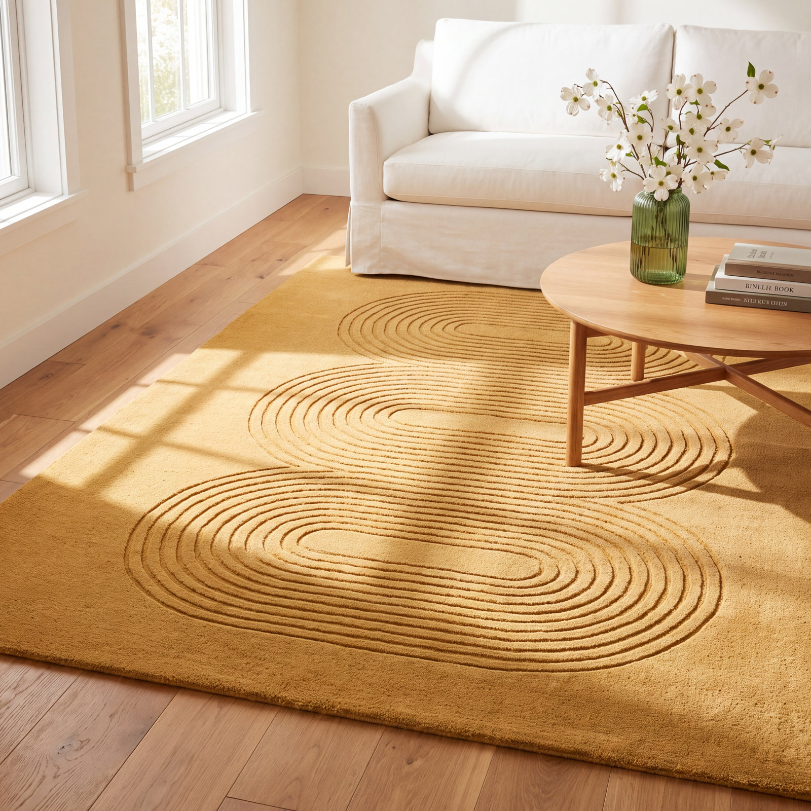 Tillie Gold Hand-Tufted Geometric Wool Rug, Rectangle 5' x 8'