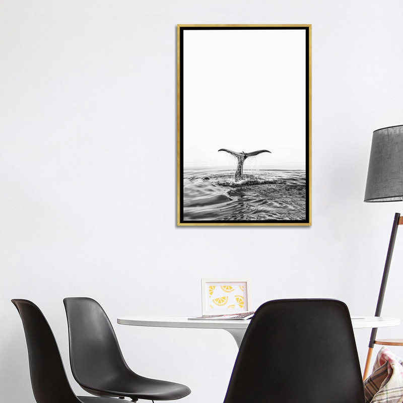 « baleinee », impression, Toile encadrée d'or, H 40 po x l 26 po x P 1,5 po