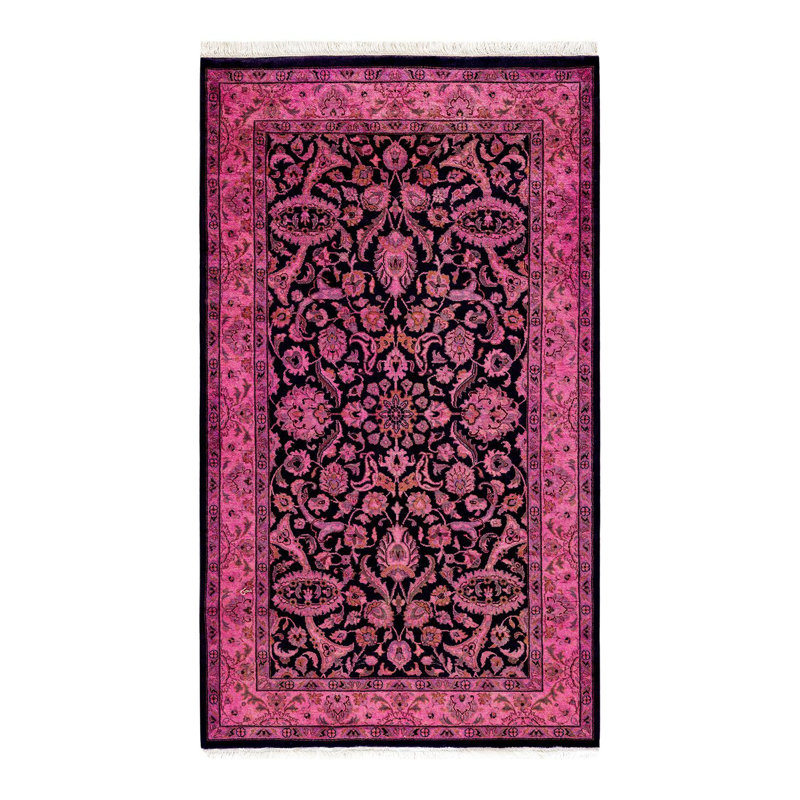 Tapis rose noué à la main de conception unique Holsworth - rose
