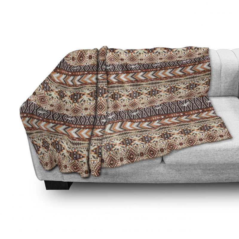 Ambesonne Hand Woven Throw Blanket, 70" W x 90" L
