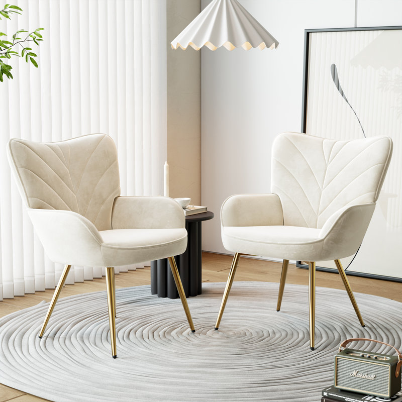 Fauteuil à oreilles Modern Velvet, Blanc