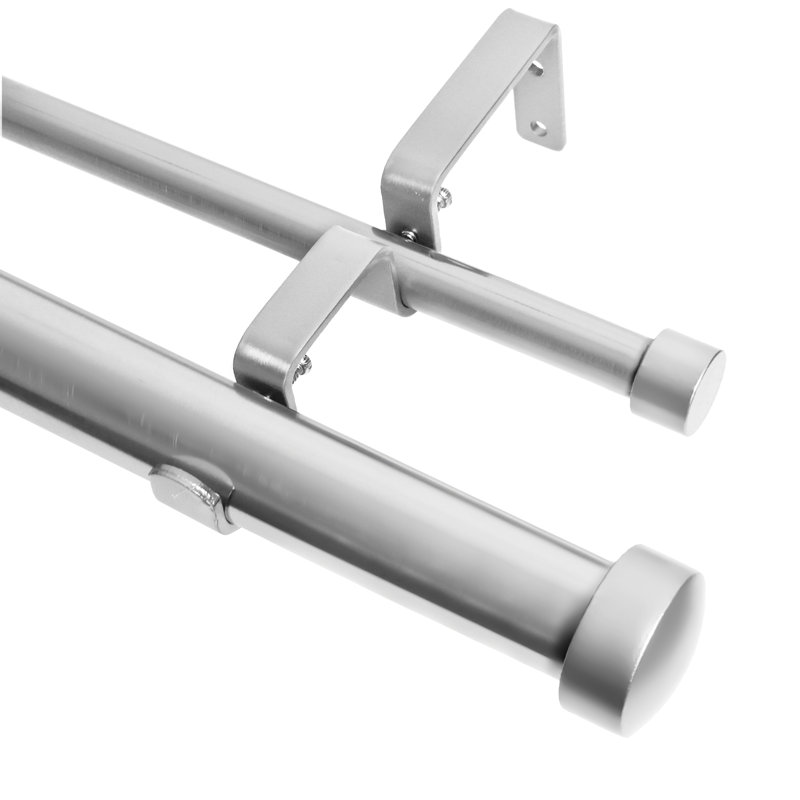 Gwinnett Adjustable Double Curtain Rod, 28" - 48", Satin Nickel