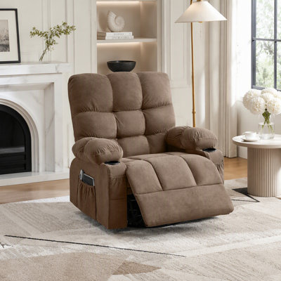 Fauteuil inclinable pivotant surdimensionné avec fonction de massage par vibration et de chauffage, et rangement pratique pour adultes