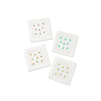 Petite Blooms Linen Cocktail Napkins – Set of 4
