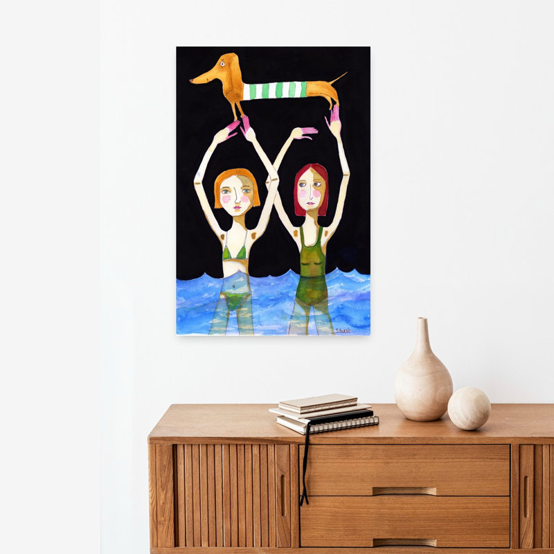 Art contemporain, art contemporain coloré, océan, chien, H 24 po x l 16 po
