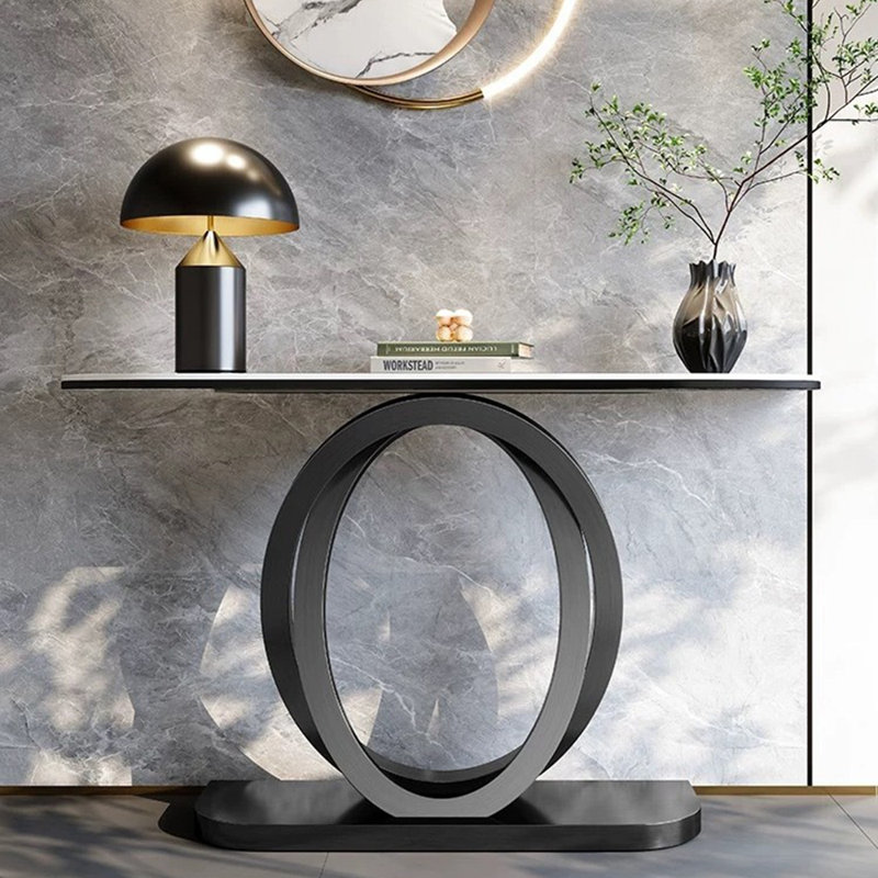 Armoire de style français en pierre frittée., H 33,4 po x l 39,3 po x P 13,7 po, Noir