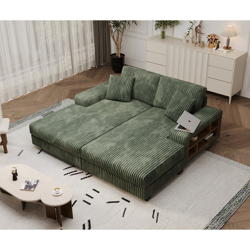 Versatile Convertible Sofa With Plush Cushions And Extra Storage