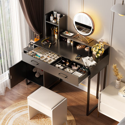 Small Vanity Desk with Charging Station