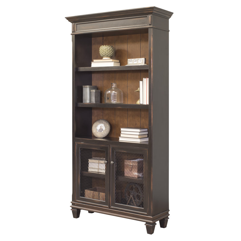 Django Solid Wood Standard Bookcase, Black/Brown