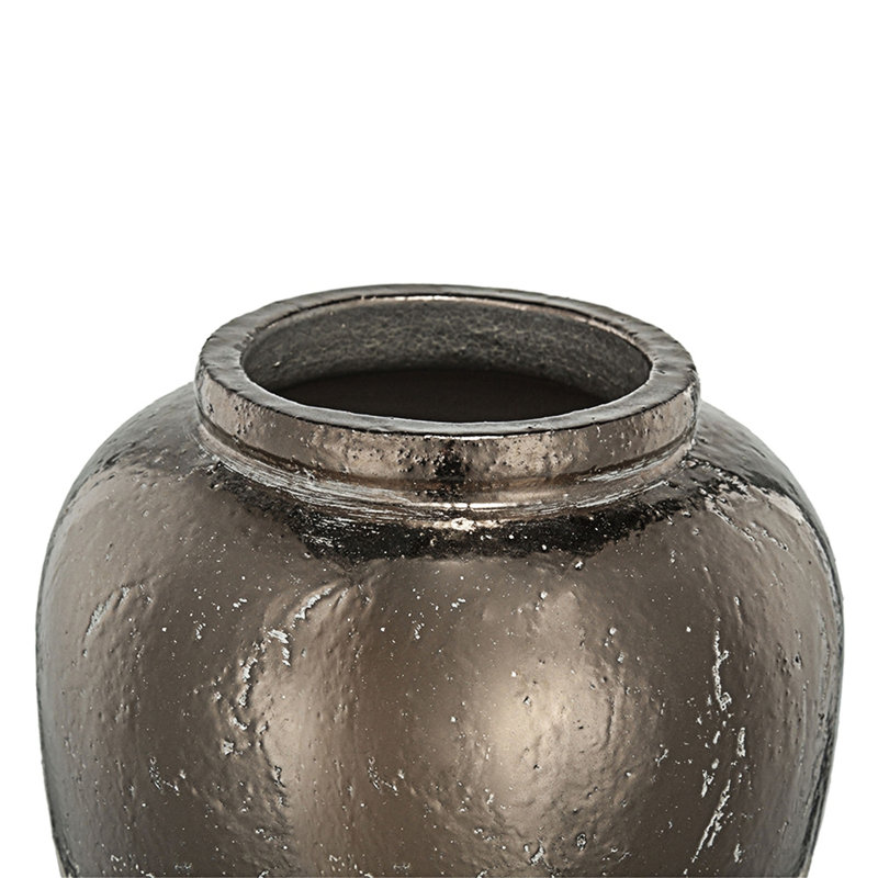 Vase rond en céramique brun Sienna, Hauteur totale - 16 po