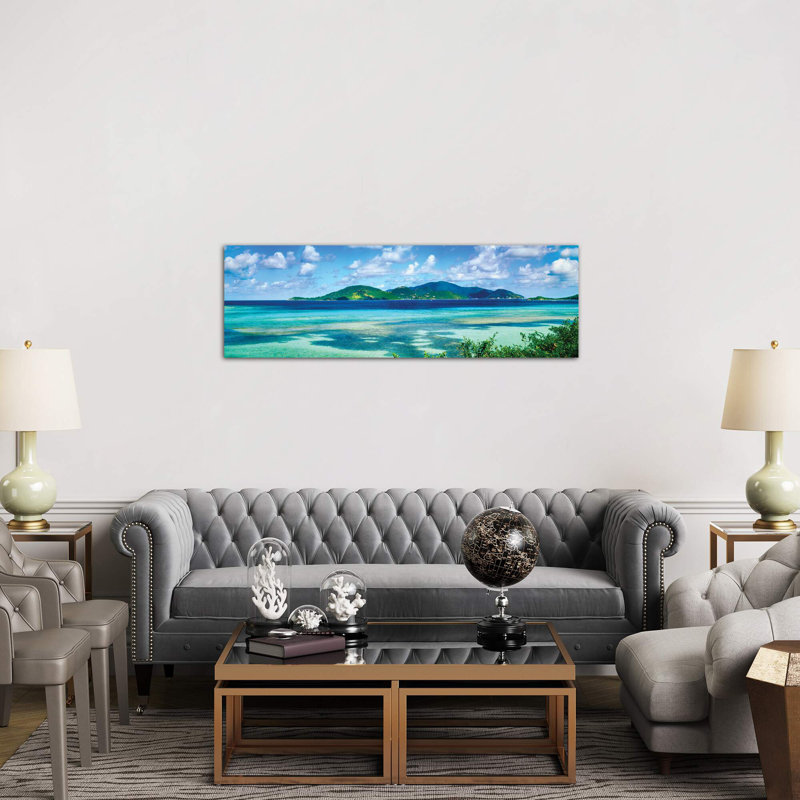 Islands In Yhe Sea, Leinster Bay, U.S. Virgin Islands - Wrapped Canvas Panoramic Print, 152.4 cm H x 50.8 cm W x 3.175 cm D