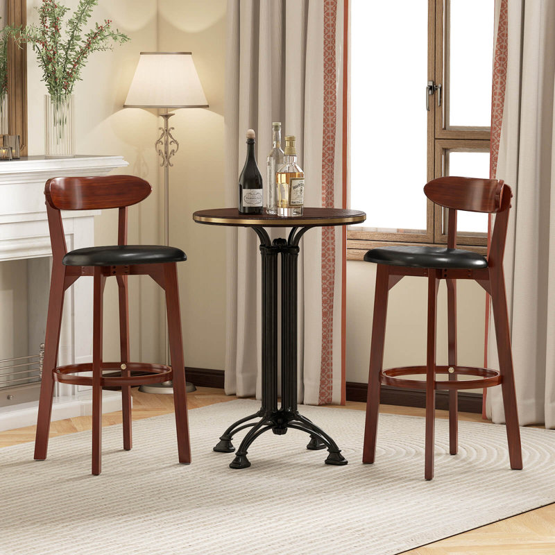 Tabouret de bar avec dossier courbé et repose-pieds, Tabouret de bar (siège d'une hauteur de 30,5 po), 2