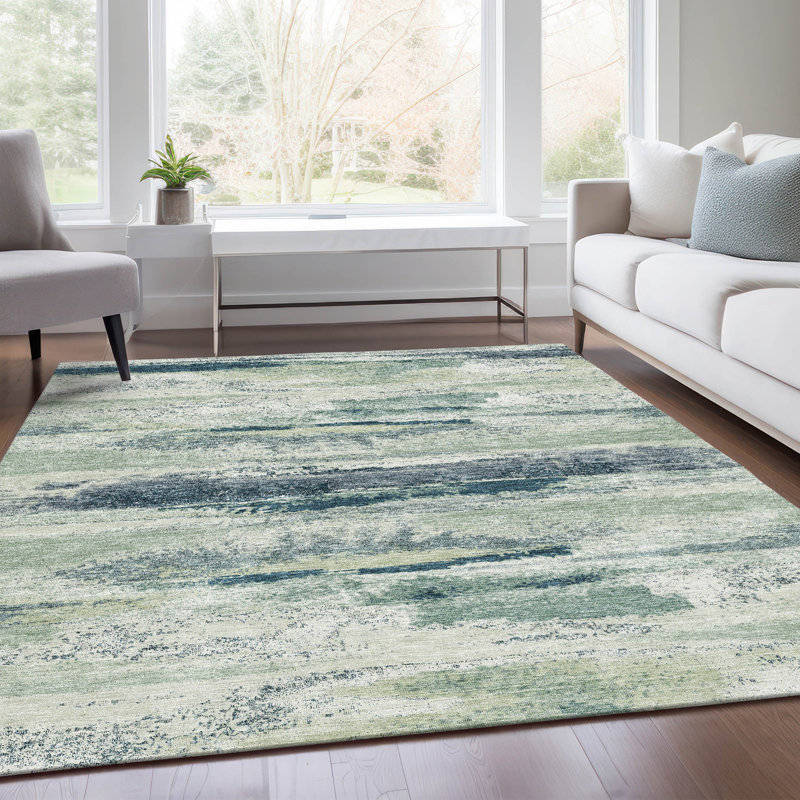 Tapis menthe Prisco lavable à la machine de qualité supérieure, Rectangle 10 pi x 14 pi