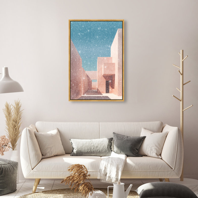 Structured Pink II Print by Oliver Gal, 55"H x 37"W, Gold Floater Frame