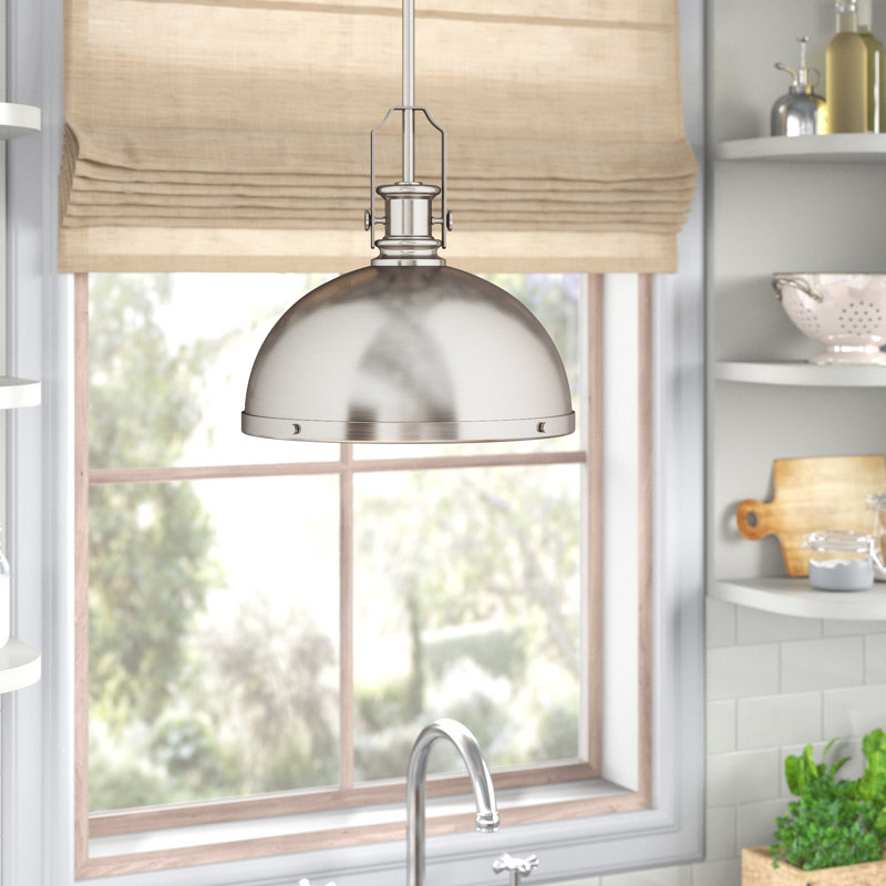 Enola 1 - Light Single Pendant, Brushed Nickel, Heritage Brass