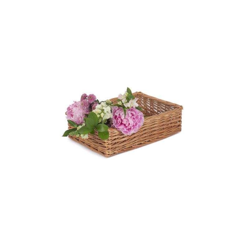 Straight-Sided Willow Wicker Tray Basket, 6cm H x 31cm W x 21cm D