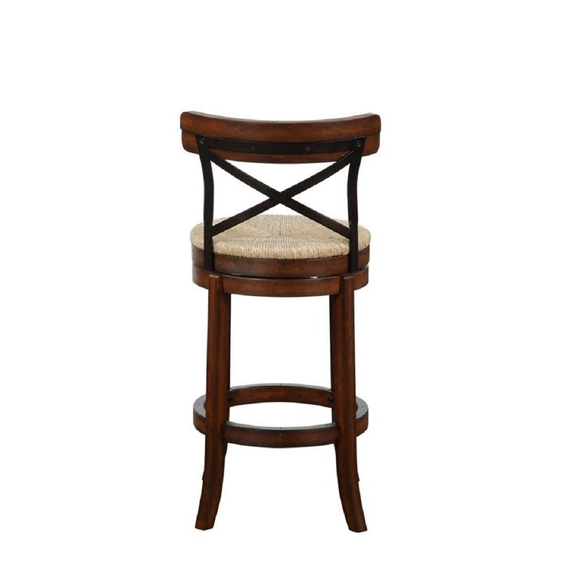 Tabouret de bar pivotant contemporain en bois d'hévéa brun Pemberry Row