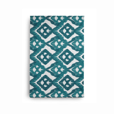 Tapis Ikat bleu sarcelle / blanc