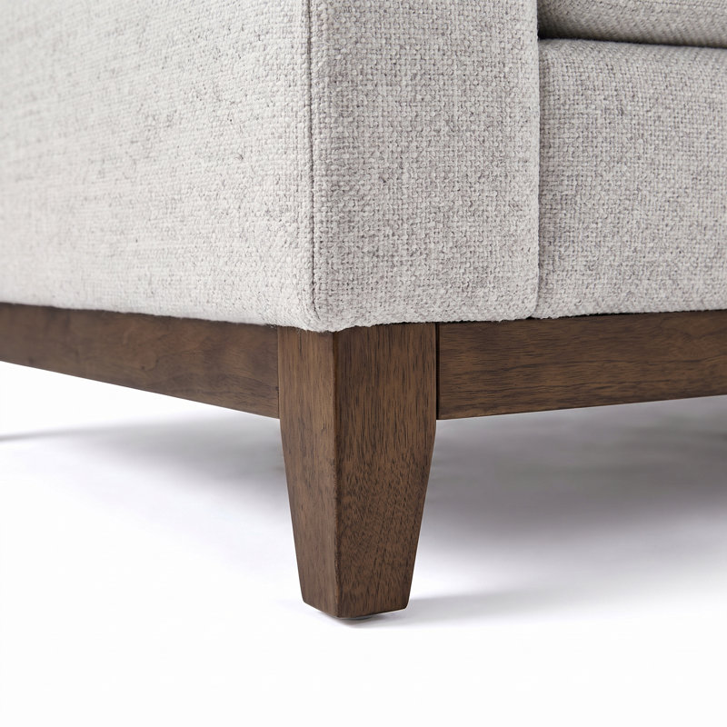 Martha Stewart Bedford Modular Sectional Sofa Loveseat with Arms and Tapered Wooden Legs, Gray Fabric