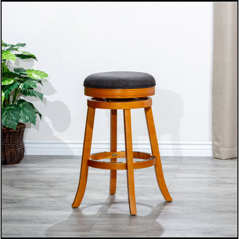 Tabouret 30 ", siège en cuir, Naturel, Gris