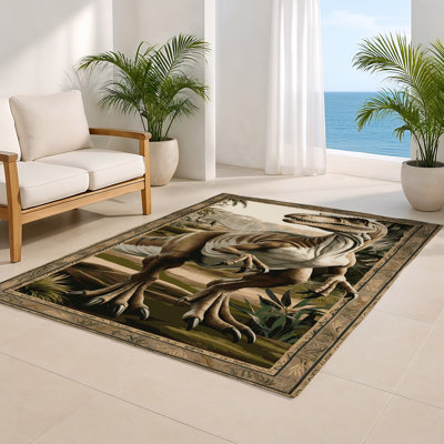 Tapis brun intérieur et extérieur Dinosaurs