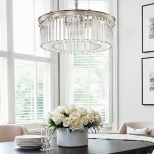 Lustre rond en cristal de luxe moderne 6 lumières 26 po
