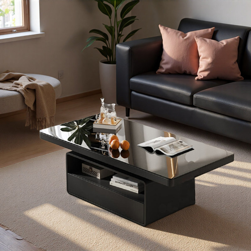 Luxury Black Coffee Table, 17.7" H x 47.2" L x 23.6" W