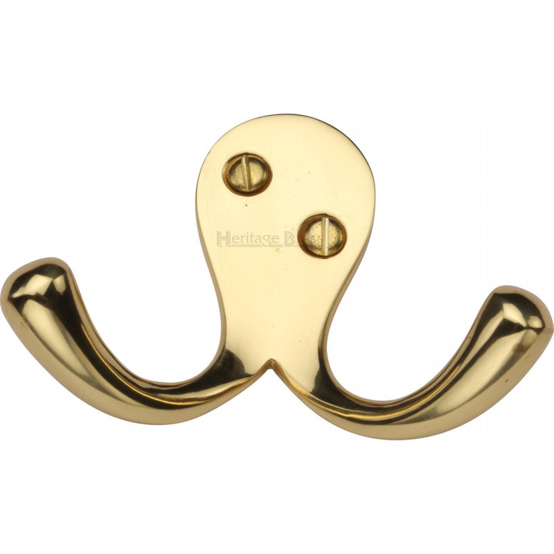 Heritage Brass Heritage Double Coat Hook, Polished Brass