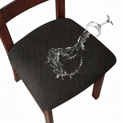 Waterproof Dining Room Chair Seat Covers 4 Pcs (Black)