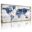 Carte du monde, ensemble de 3 reproductions d'art sur toile tendue sur toile rustique bleue et blanche-121088472