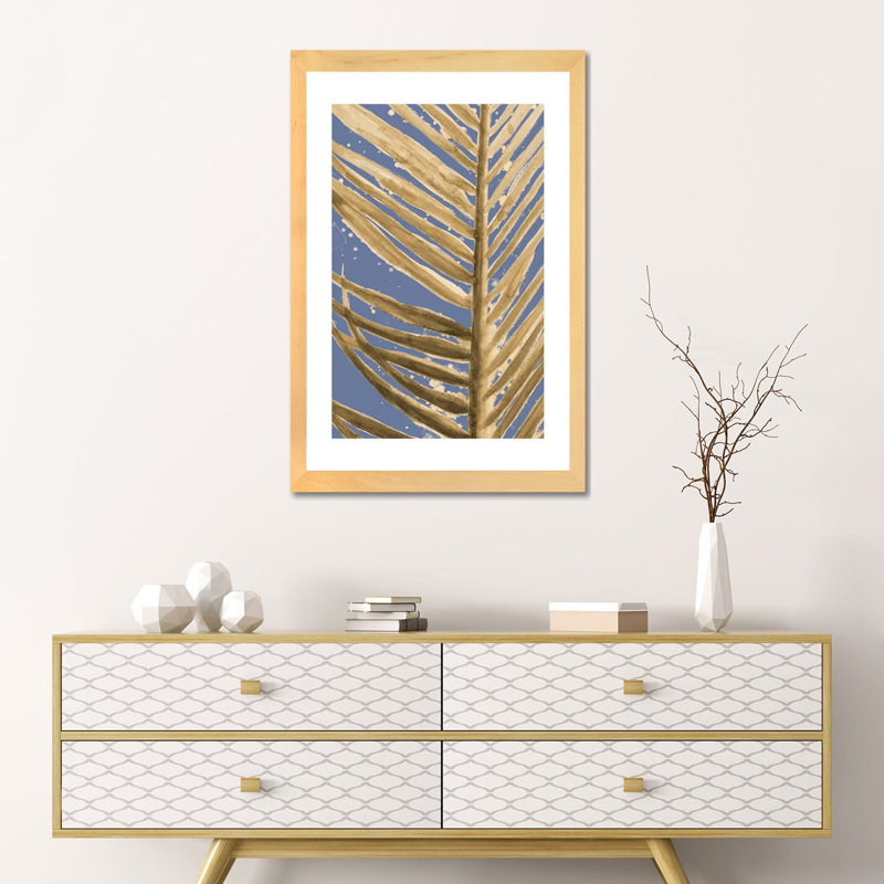 « Golden Wet Palm » par Patricia Pinto-impression, Pas de tapis, H 26 po x l 18 po x 1,5 po, Toile tendue