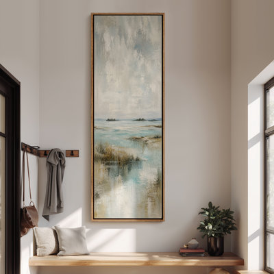 Grand art mural encadré sur toile - Horizon côtier tranquille, décor abstrait - 60 po x 20 po, 60 po x 30 po