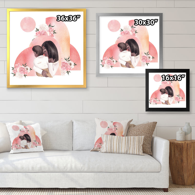 Silhouette féminine et bouquet floral - reproduction d'art sur toile moderne38675, H 30 po x l 30 po x P 1 po