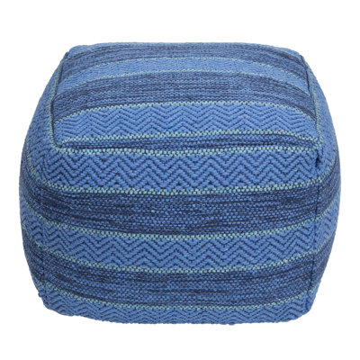 Striped Woven Cotton Square Pouf - 14"